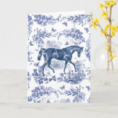 Elegant Rustiek Blauw Paard Bloementoilet Kaart (Gele Bloem)