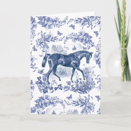 Elegant  Rustiek Blauw Paard Bloementoilet Kaart