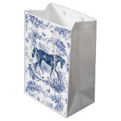Elegant  Rustiek Blauw Paard Bloementoilet Medium Cadeauzakje (Achterkant Gekanteld)