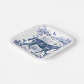 Elegant Rustiek Blauw Paard Bloementoilet Papieren Bordje (Gebogen)