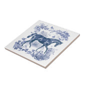 Elegant  Rustiek Blauw Paard Bloementoilet Tegeltje (Zijkant)