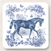 Elegant  Rustiek Blauw Paard Country Toile Bier Onderzetter (Voorkant)
