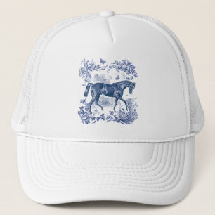Elegant  Rustiek Blauw Paard Country Toile Trucker Pet