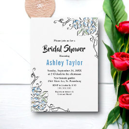 Elegant Rustiek Blauw Rozen Bloemen Vrijgezellenfe Kaart