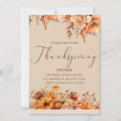 Elegant Rustiek Bloemen Thanksgiving Diner Kaart (Voorkant)