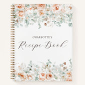 Elegant rustiek bloemengroen gepersonaliseerd rece notitieboek (Voorkant)