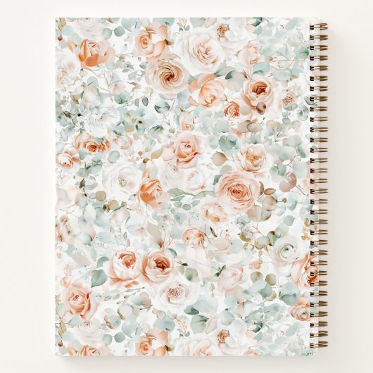 Elegant rustiek bloemengroen gepersonaliseerd rece notitieboek (Achterkant)