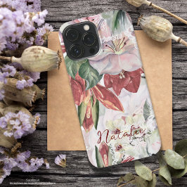 Elegant rustiek bloemenmonogram script modern iPhone 13 pro max hoesje