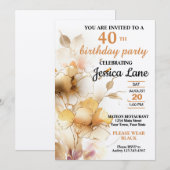 Elegant rustiek bloemenverjaardagsfeestje kaart (Voorkant / Achterkant)