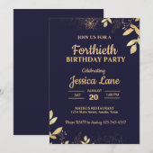 Elegant rustiek bloemenverjaardagsfeestje kaart (Voorkant / Achterkant)