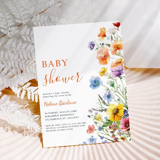 Elegant rustiek Boho Floral Wildflower Baby shower Kaart