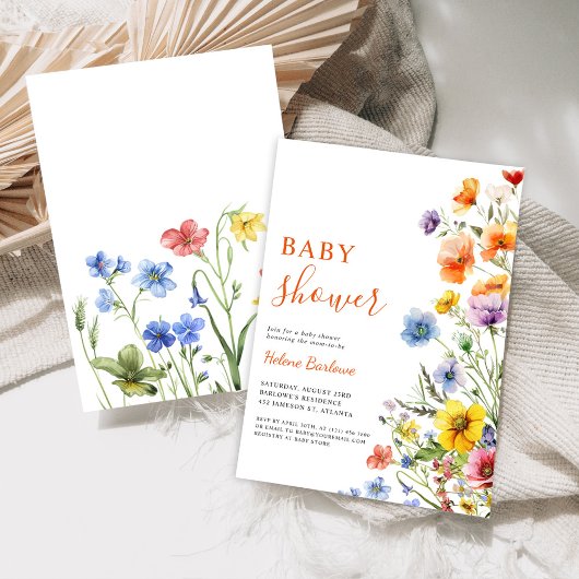 Elegant rustiek Boho Floral Wildflower Baby shower Kaart