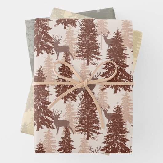 Elegant rustiek bos en herten inpakpapier vel (In situ)