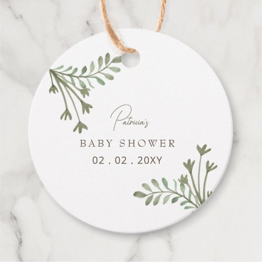 Elegant rustiek botanisch boho Baby shower Bedankjes Labels (Voorkant)