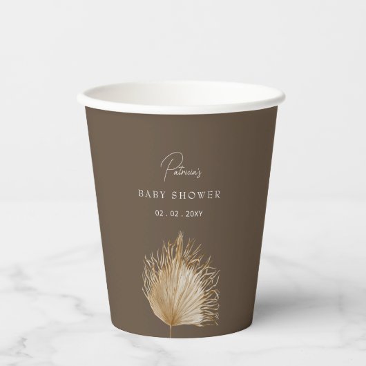 Elegant rustiek botanisch boho Baby shower Papieren Bekers (Voorkant)