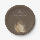 Elegant rustiek botanisch boho Baby shower Papieren Bordje (Voorkant)