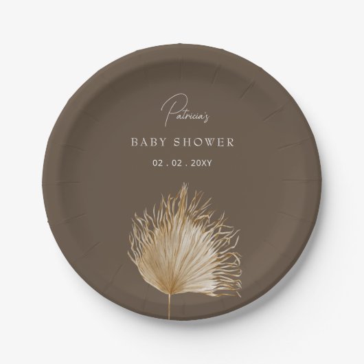 Elegant rustiek botanisch boho Baby shower Papieren Bordje (Voorkant)