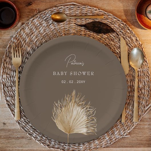 Elegant rustiek botanisch boho Baby shower Papieren Bordje
