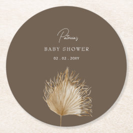 Elegant rustiek botanisch boho Baby shower Ronde Kartonnen Onderzetter
