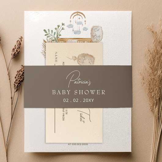 Elegant rustiek botanisch boho Baby shower Uitnodigingen Wikkel