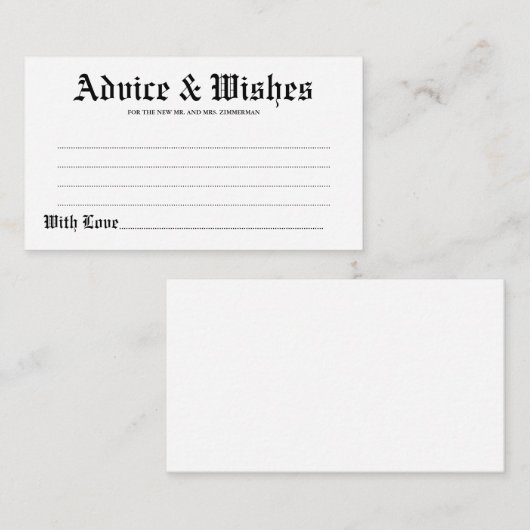 Elegant rustiek bruiloft advies & wensen Kaart (Voorkant / Achterkant)