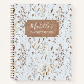 Elegant Rustiek Bruin Herfst Botanisch Receptenboe Notitieboek (Voorkant)