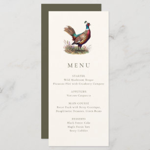 Elegant rustiek fazant Herfst jacht diner Menu