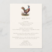 Elegant rustiek fazant Herfst jacht diner Menu (Voorkant)