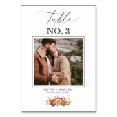 Elegant rustiek fotoscript Trouwtafel nummer Kaart (Voorkant)