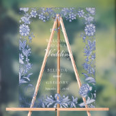 Elegant rustiek Frans blauw bloemenbruiloft Acryl Bord (Neutraal)