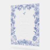 Elegant rustiek Frans blauw bloemenbruiloft Acryl Bord (Hoek)