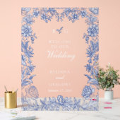 Elegant rustiek Frans blauw bloemenbruiloft Acryl Bord (Huwelijk)