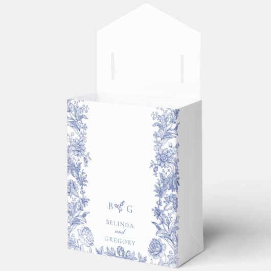 Elegant rustiek Frans blauw bloemenbruiloft Bedankdoosjes (Open)
