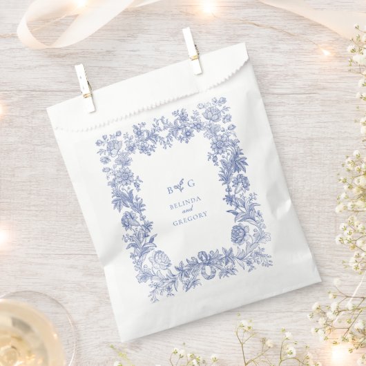 Elegant  rustiek Frans blauw bloemenbruiloft Bedankzakje (Geknipt)