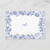 Elegant rustiek Frans blauw bloemenbruiloft Informatiekaartje (Achterkant)