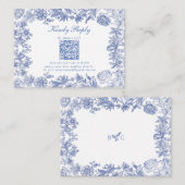 Elegant rustiek Frans blauw bloemenbruiloft Informatiekaartje (Voorkant / Achterkant)