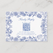 Elegant  rustiek Frans blauw bloemenbruiloft Informatiekaartje (Voorkant)