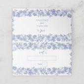 Elegant  rustiek Frans blauw bloemenbruiloft Plaatskaartje (Buitenkant ongevouwen)
