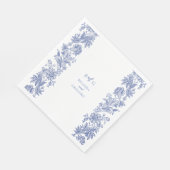 Elegant  rustiek Frans blauw bloemenbruiloft Servet (Hoek)