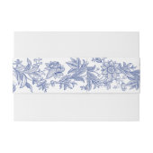 Elegant  rustiek Frans blauw bloemenbruiloft Uitnodigingen Wikkel (Achterkant Voorbeeld)