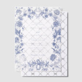 Elegant  rustiek Frans blauw bloemenbruiloft Vellum Uitnodigingen (Offset (Uitnodiging))