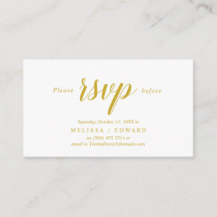 Elegant rustiek, geel goud, RSVP reageren, Antwoor Informatiekaartje