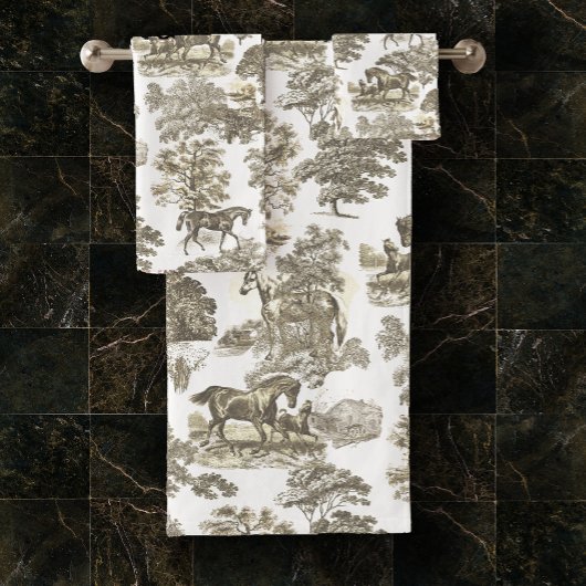 Elegant rustiek goud beige paardentoilet bad handdoek