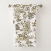 Elegant rustiek goud beige paardentoilet bad handdoek (Insitu)