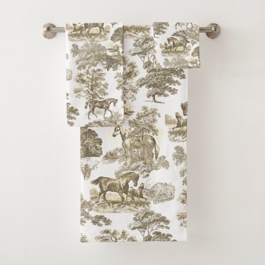 Elegant  rustiek goud beige paardentoilet bad handdoek (Insitu)