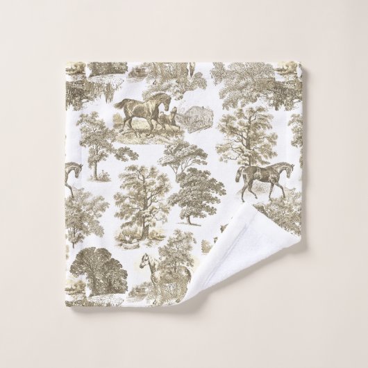 Elegant  rustiek goud beige paardentoilet bad handdoek (Wasdoekje)