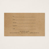 Elegant rustiek gouden hart script cadeau certific visitekaartje (Achterkant)