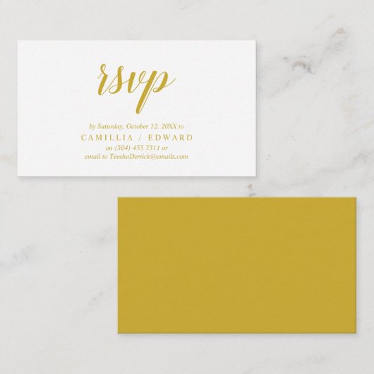 Elegant rustiek, gouden script, RSVP reageren Informatiekaartje (Voorkant / Achterkant)