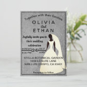 Elegant rustiek grijs beton bruid chique bruiloft kaart (Staand voorkant)