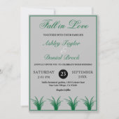 Elegant rustiek grijs groen gras boho herfst bruil kaart (Voorkant)